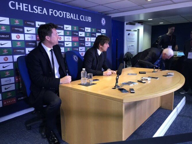 Antonio Conte after the 0-0 draw with Arsenal Photo by Paul Lagan