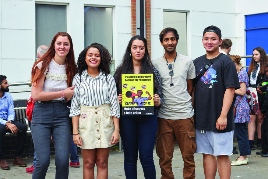 Paulina Tamborrel, left and fellow students in support of the campaign