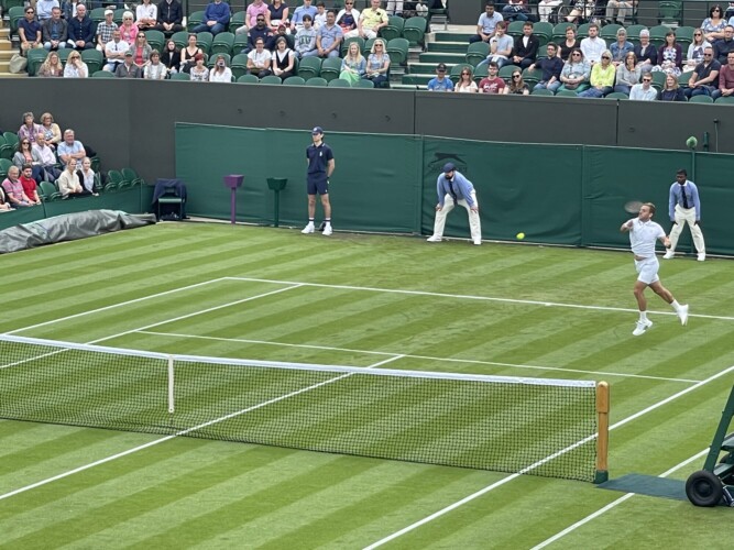 Dan Evans at Wimbledon v Feliciano Lopez