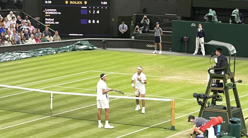 Nadal and Sonego at the end of the match Picture: Paul Lagan