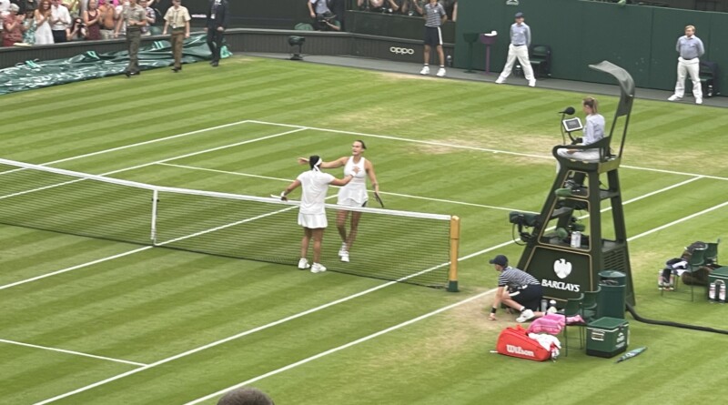 Jabeur and Sabalenka shake hands after their match Picture: Paul Lagan