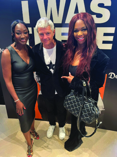 Eva Simpson, PR guru Alan Edwards and Sarah Tetteh. Mr Edwards will be giving a few talks discussing his incredible memoir I Was There – and we’re all invited Picture: Showbizmama